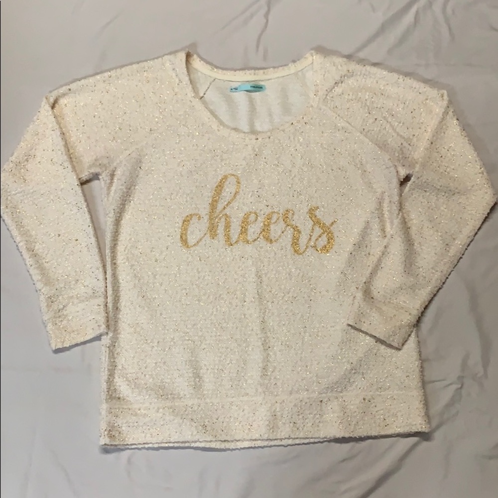Maurices Ivory & Gold Cheers Sweater